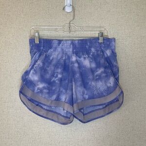 Athleta Mesh Racer Run Shorts Cloud Print